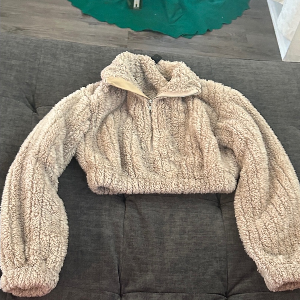 SHEIN Cream Fuzzy Sweater